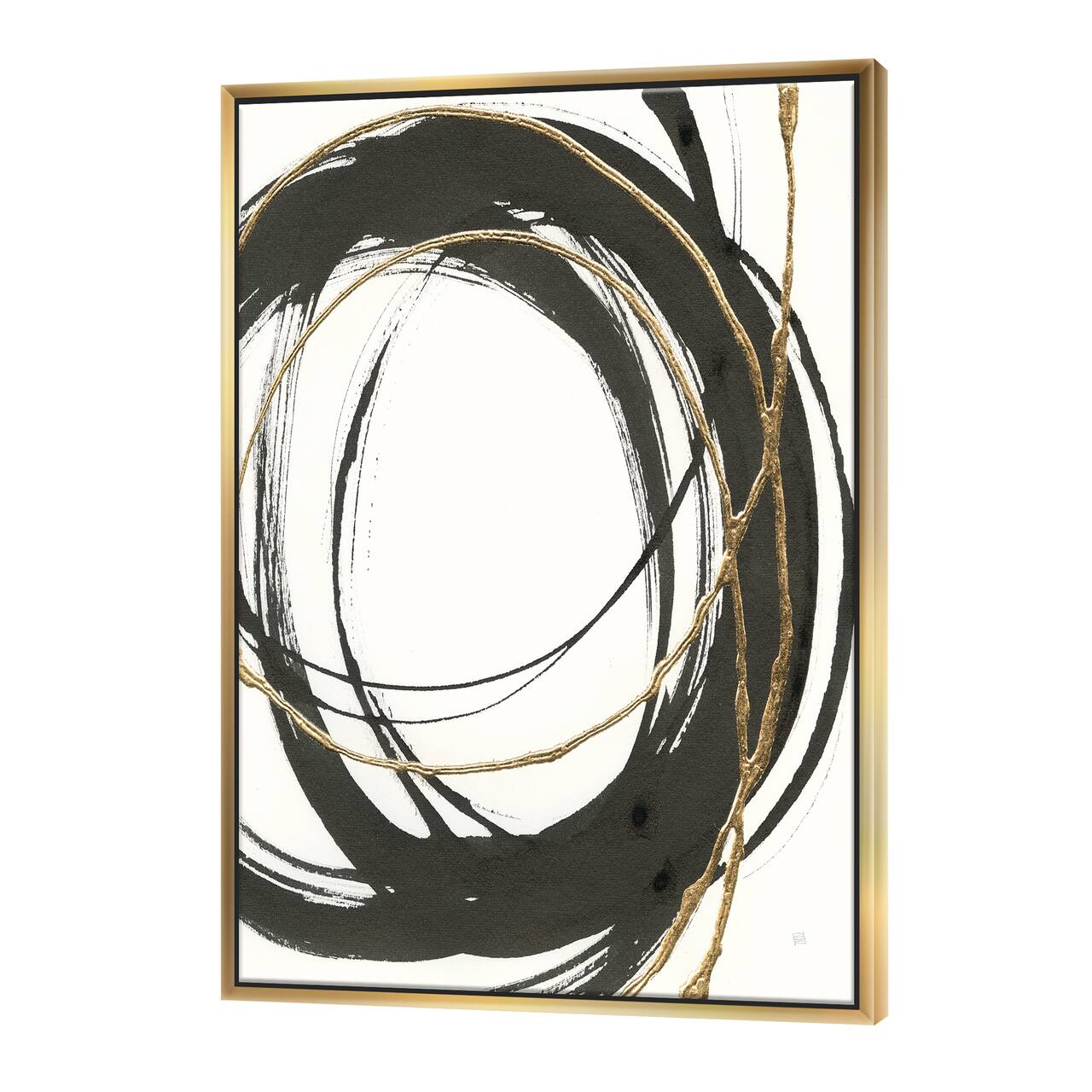 Designart - Gold Glamour Circle III - Posh & Luxe Canvas in Gold Frame